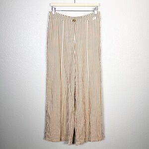TALA Womens Size Medium Athens Linen Blend Tailored Wide Leg Trouser Pants Taupe